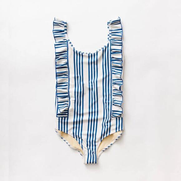Pink Chicken Other - Pink Chicken Women’s Katniss Column Striped Ruffle Swimsuit One Piece Small